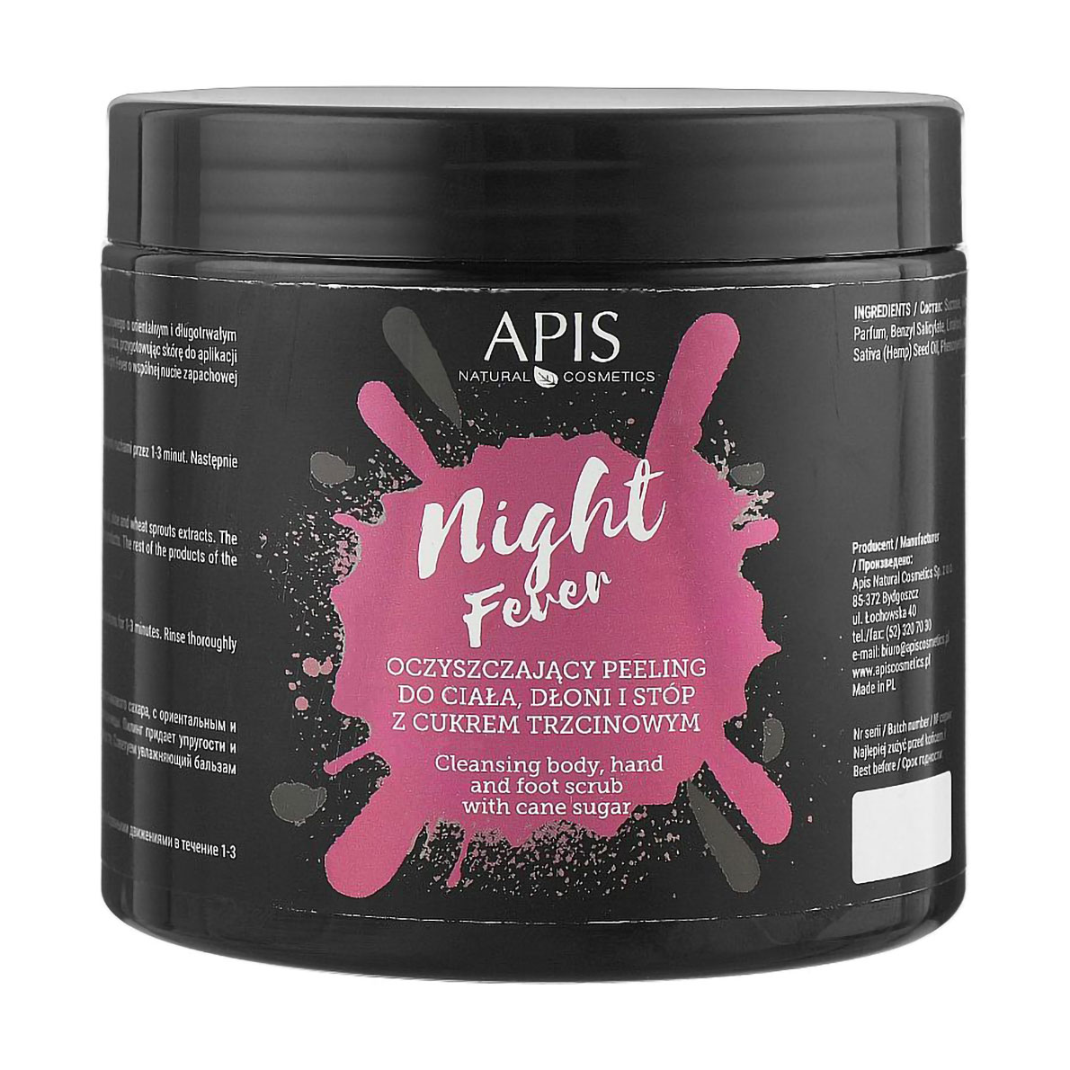 Очищувальний пілінг для тіла та рук Apis Natural Cosmetics Night Fever, 700 г